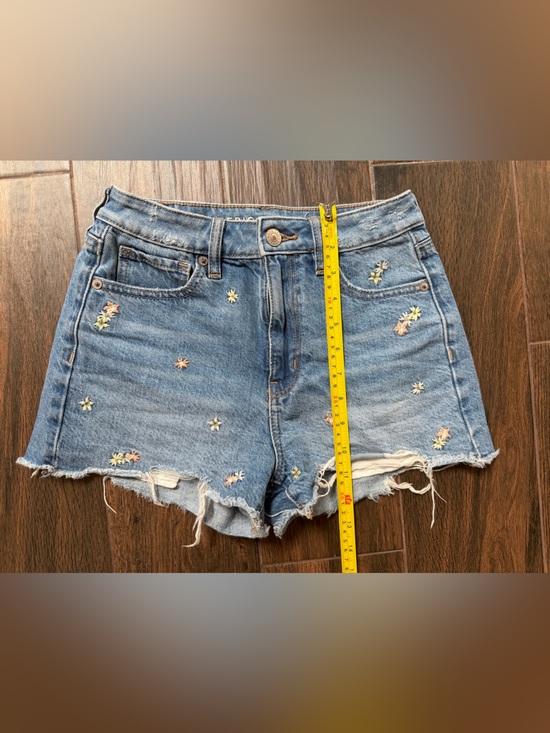 American Eagle Outfitters Pants - American Eagle Light Blue floral Denim Shorts Womens frayed distressed XXS 00